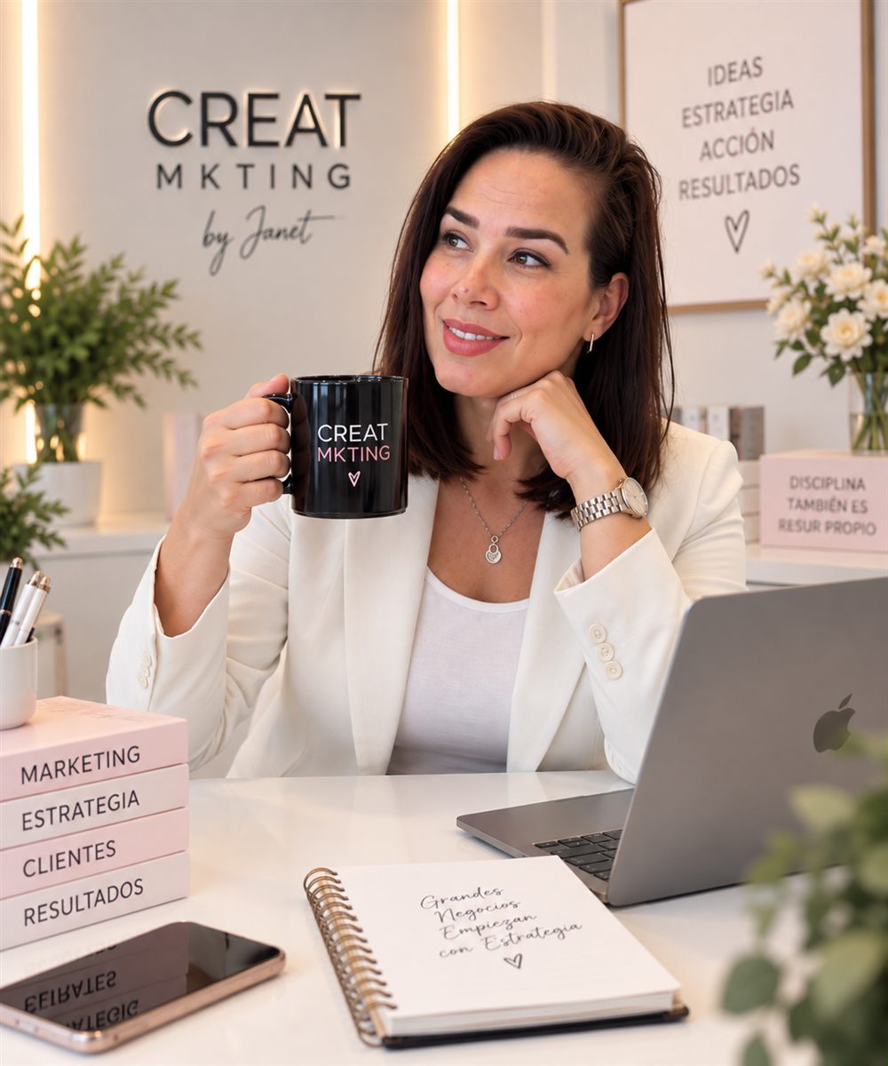 Janet en su oficina de Creat_Mketing